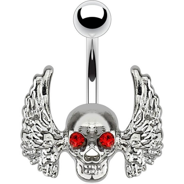 Bauchnabelpiercing Totenkopf Zirkonia Silber