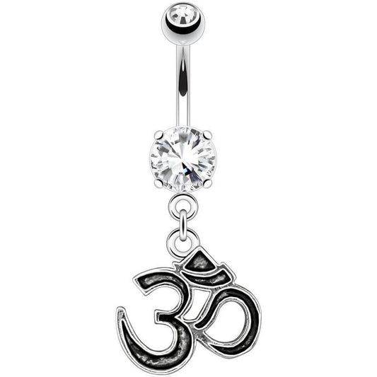 Belly Button Piercing OM dangle Zirconia Silver