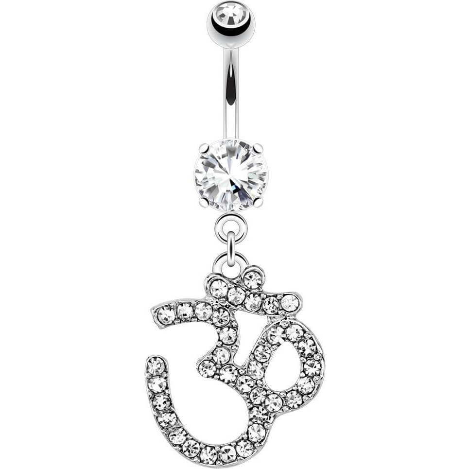 Piercing Nombril Pendentif Om Zircone Argent