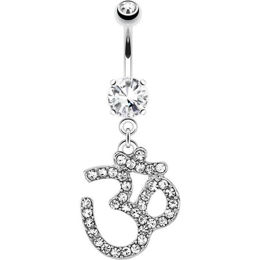 Belly Button Piercing OM dangle Zirconia Silver