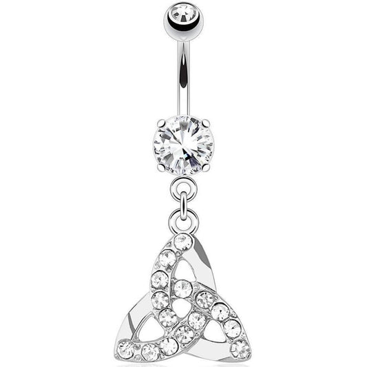 Belly Button Piercing Celtic Knot dangle Zirconia Silver