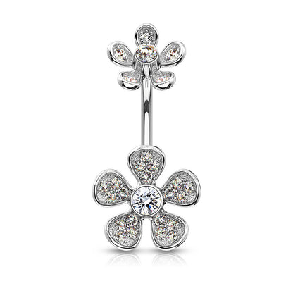 Belly Button Piercing Flower Zirconia Internally Threaded