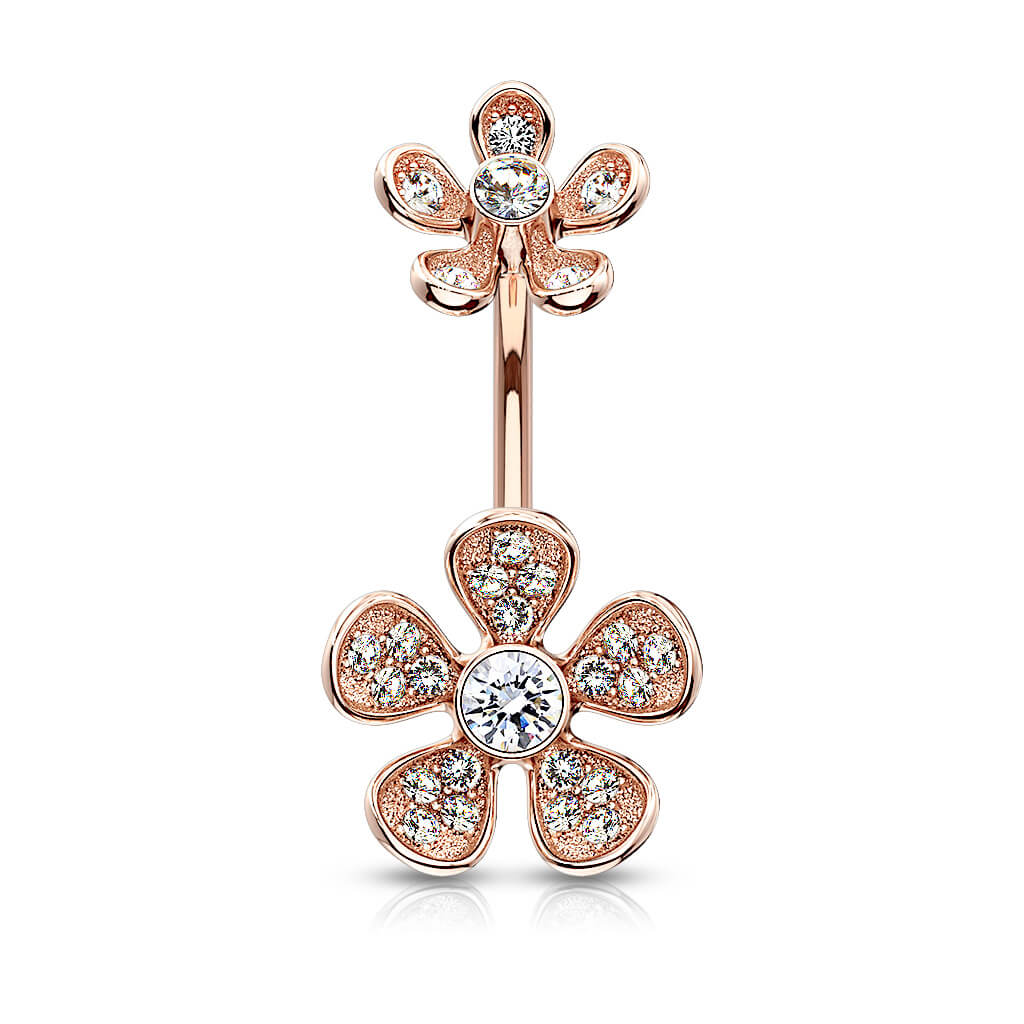 Belly Button Piercing Flower Zirconia Internally Threaded