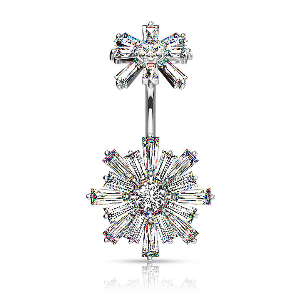 Belly Button Piercing Flower Zirconia Internally Threaded