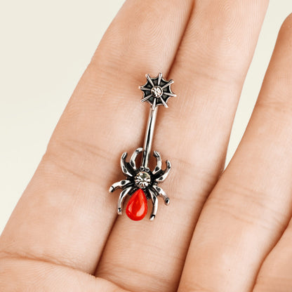 Belly Button Piercing Spider Black Zirconia