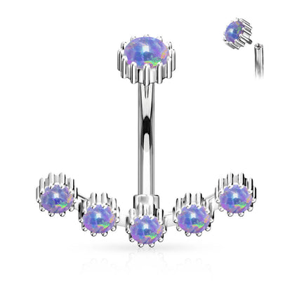 Belly Button Piercing Opal Silver Internally Threaded