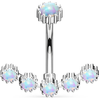 Belly Button Piercing Opal Silver Internally Threaded