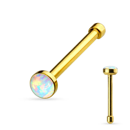 Nose Stud Opal Round Flat