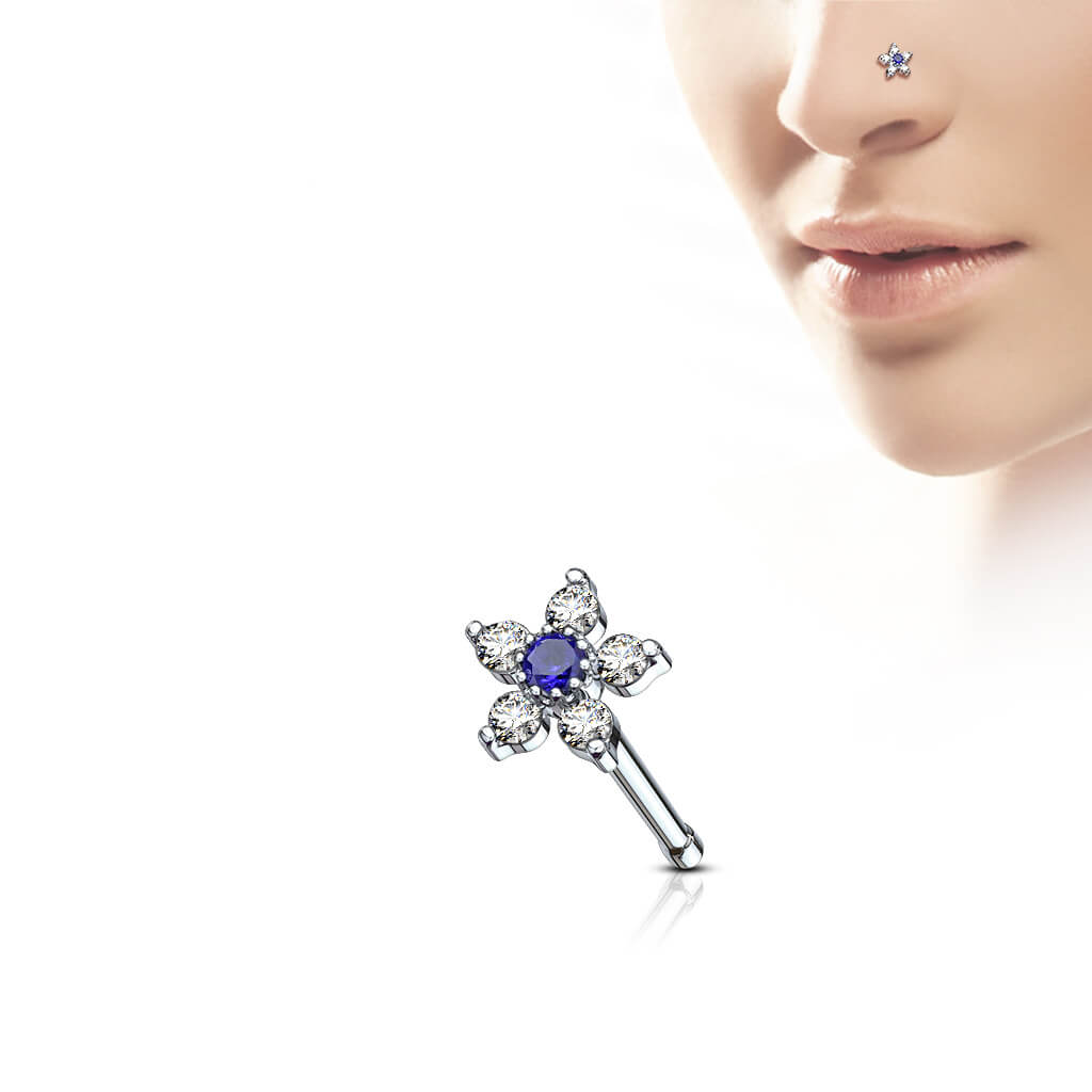 Nose Stud Flower 6 Zirconia