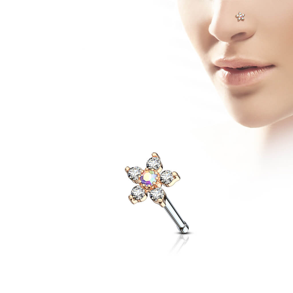 Nose Stud Flower 6 Zirconia