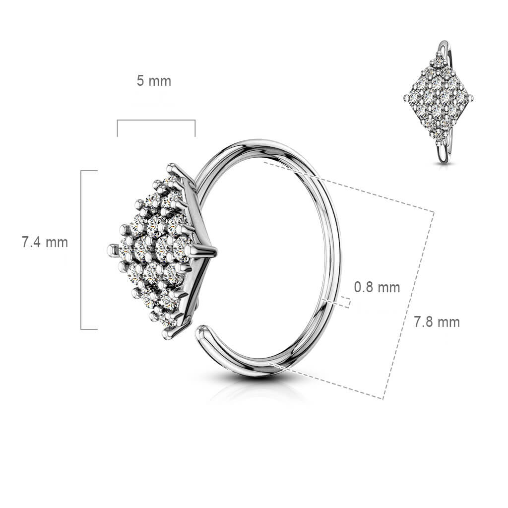 Ring Diamantform Zirkonia Silber Biegbar