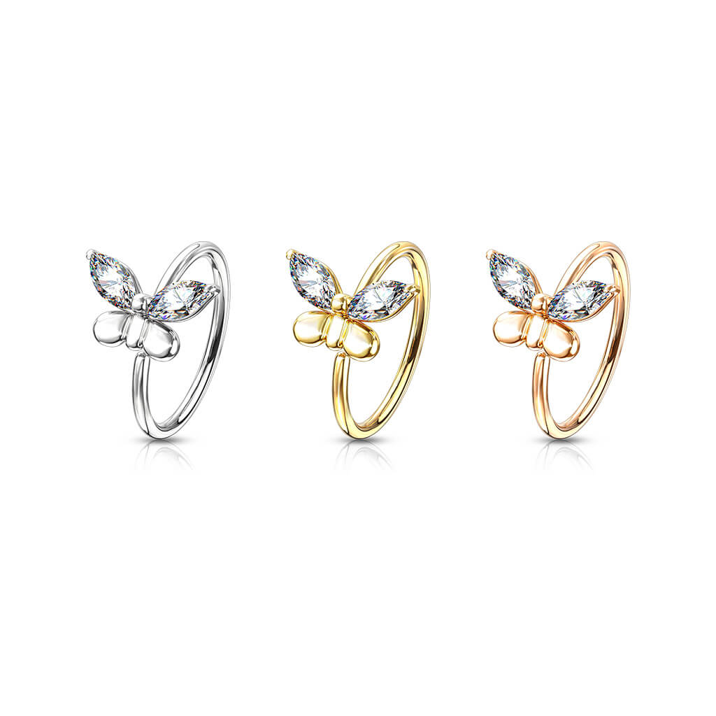 Ring Butterfly Zirconia Gold Bendable