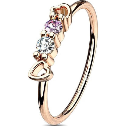 Anillo Circonita Corazones Flexible