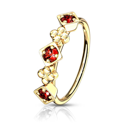 Ring Blumen Quadrate Zirkonia Gold Biegbar