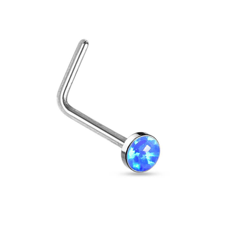 Nose L-Shape Opal Flat Silver