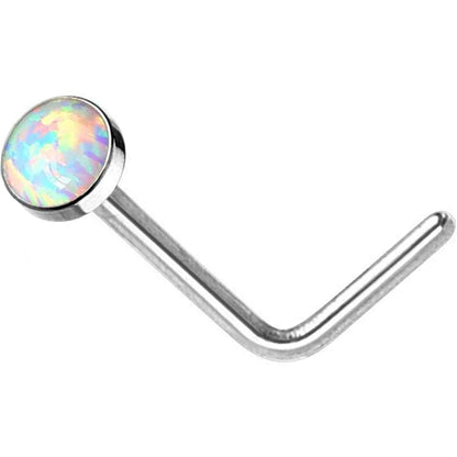 Nose L-Shape Opal Flat Silver