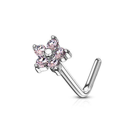 Nose L-Shape Flower Zirconia