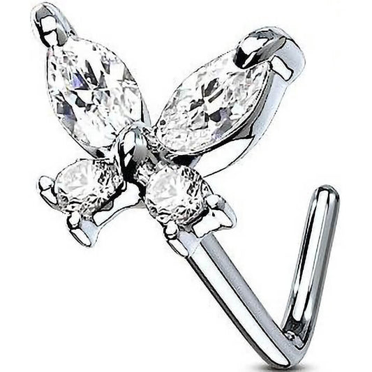 Nose L-Shape Butterfly Zirconia