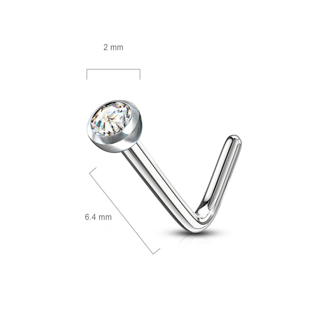 Nasenstecker L-Form Zirkonia Silber