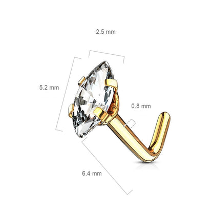 Nasenstecker L-Form Marquise Schliff Zirkonia