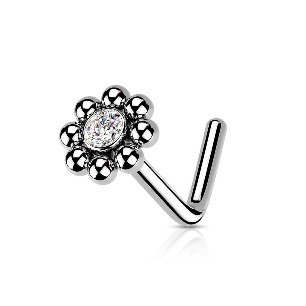 Nose L-Shape Flower Zirconia