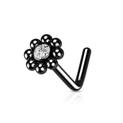 Nose L-Shape Flower Zirconia