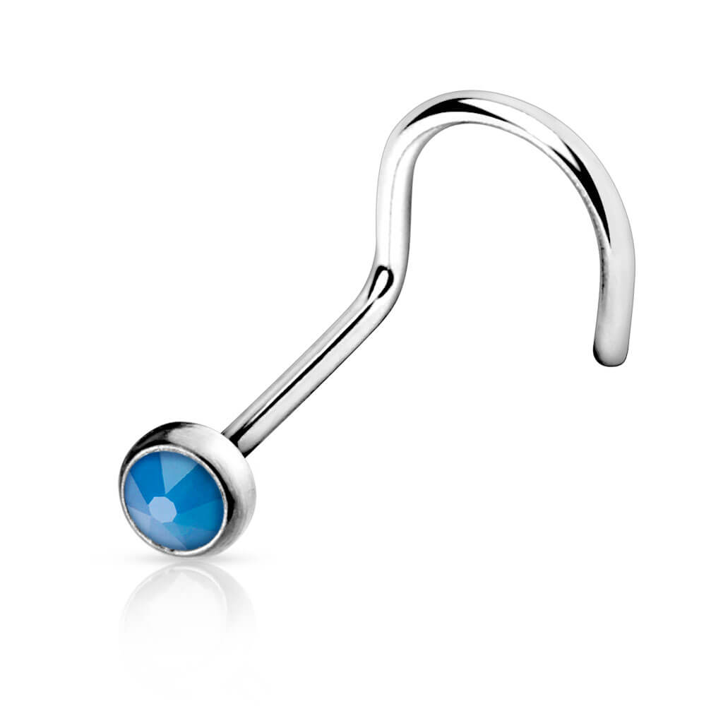 Nose Screw Opal Flat Silver