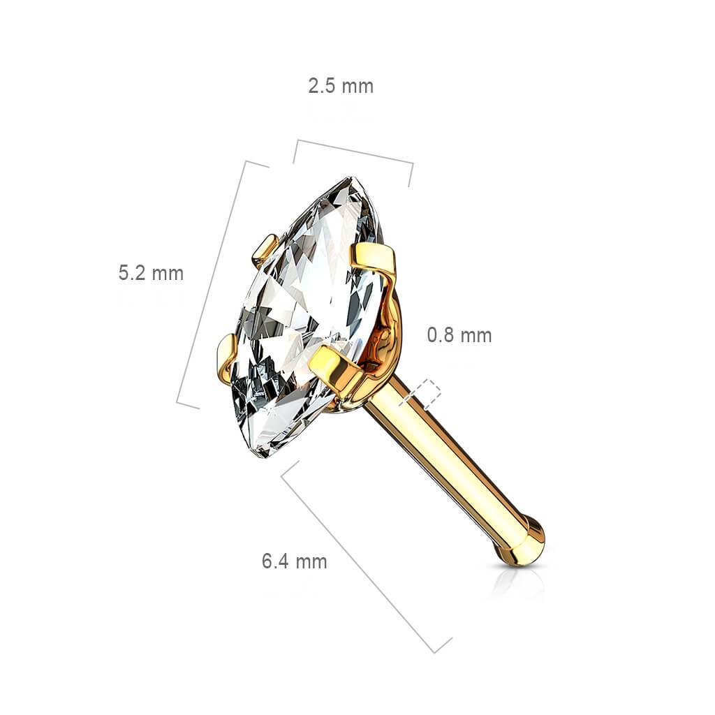 Nez Clou à Nez Marquise Zircone