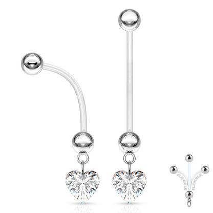 Bauchnabelpiercing Herz beweglich Zirkonia