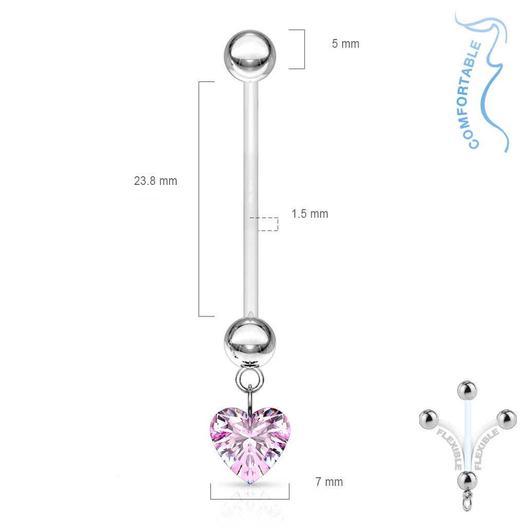 Belly Button Piercing Heart dangle Zirconia