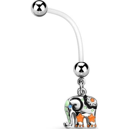 Belly Button Piercing Elephant Silver dangle