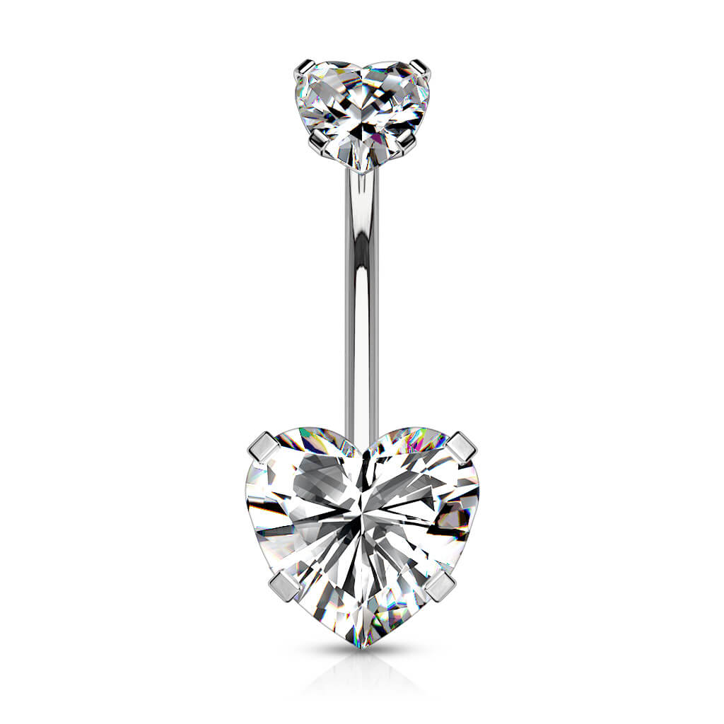 Belly Button Piercing Heart Zirconia Internally Threaded