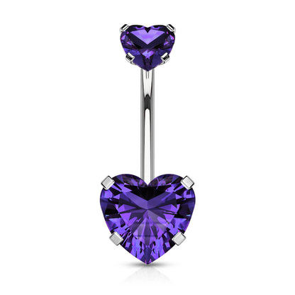 Belly Button Piercing Heart Zirconia Internally Threaded