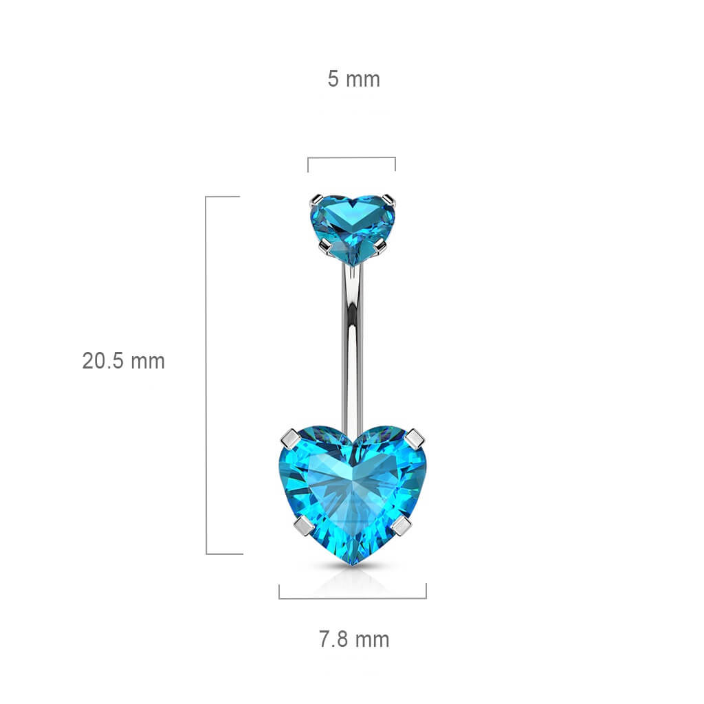 Belly Button Piercing Heart Zirconia Internally Threaded