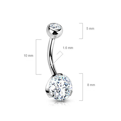 Belly Button Piercing Zirconia Round Silver