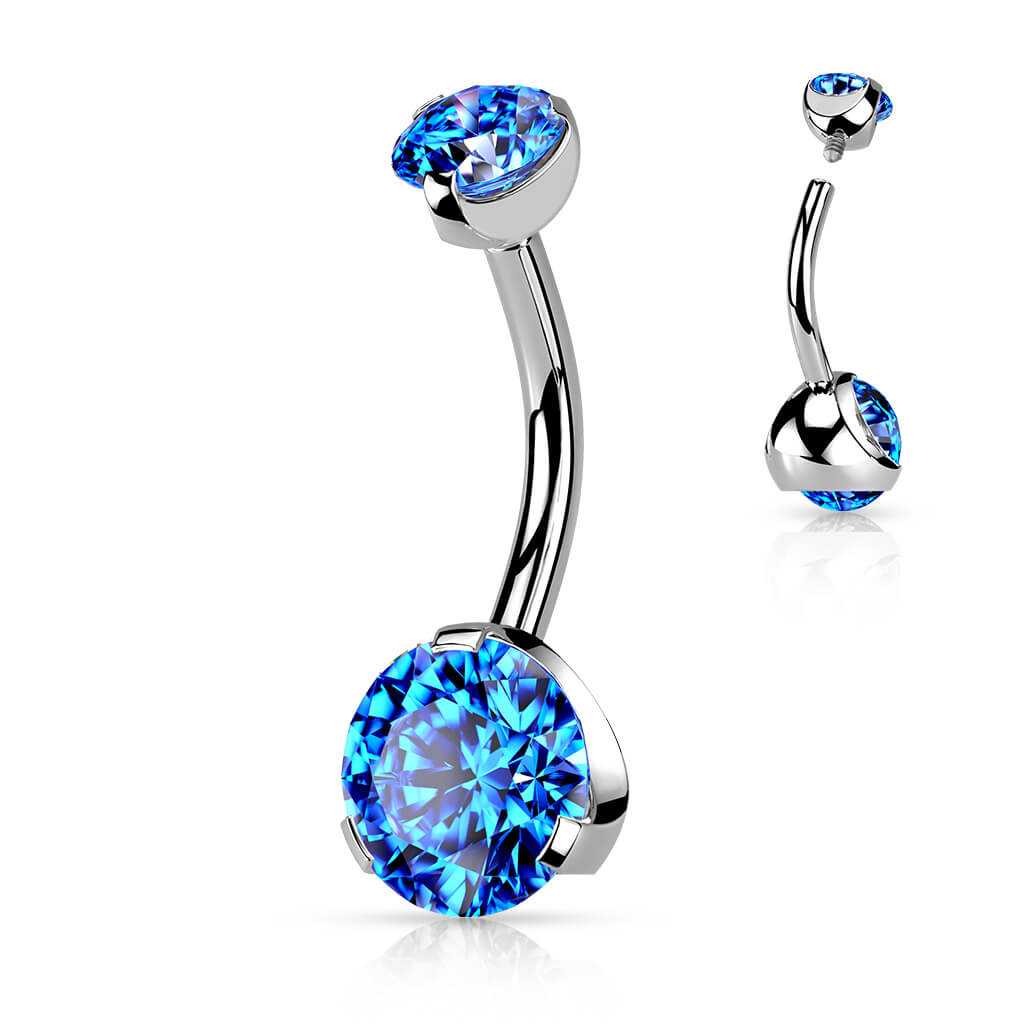 Belly Button Piercing Zirconia Silver Internally Threaded