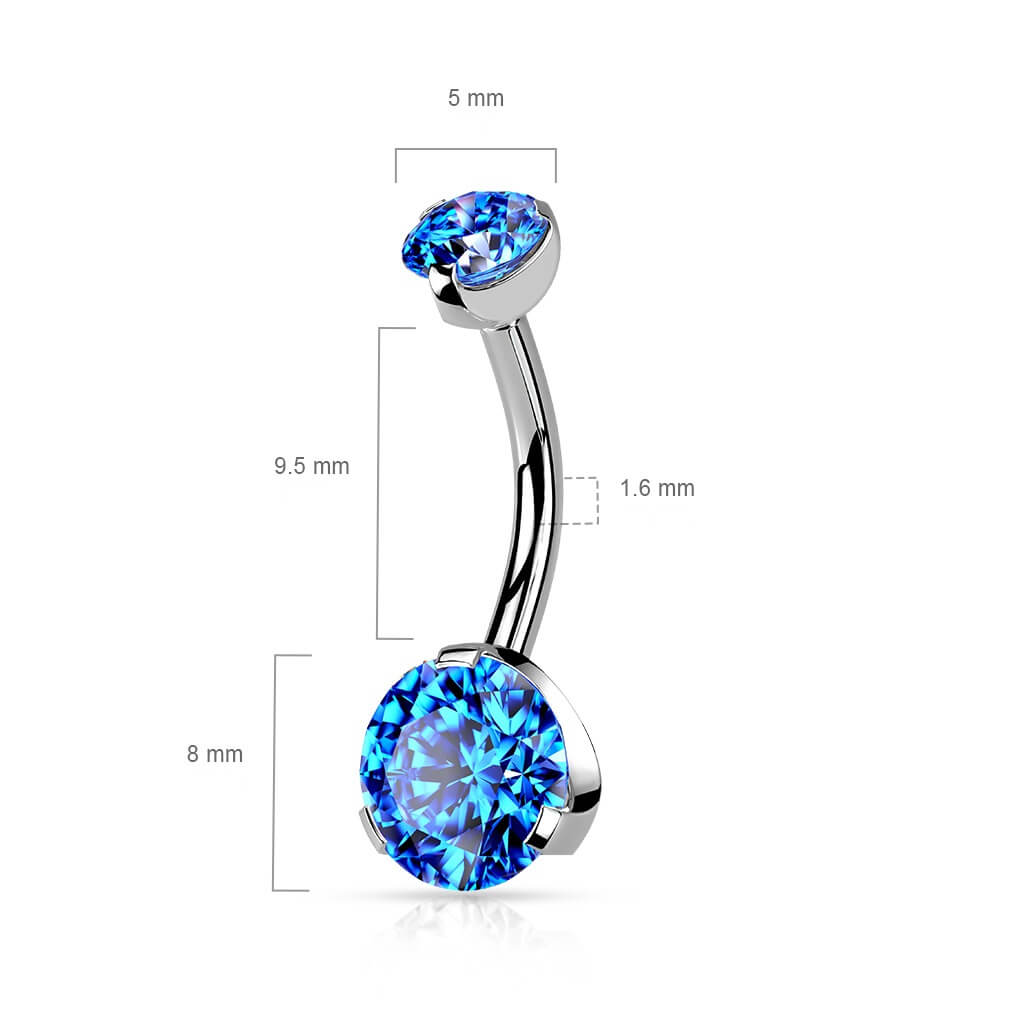 Belly Button Piercing Zirconia Silver Internally Threaded