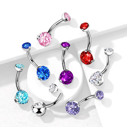 Belly Button Piercing Zirconia Silver Internally Threaded