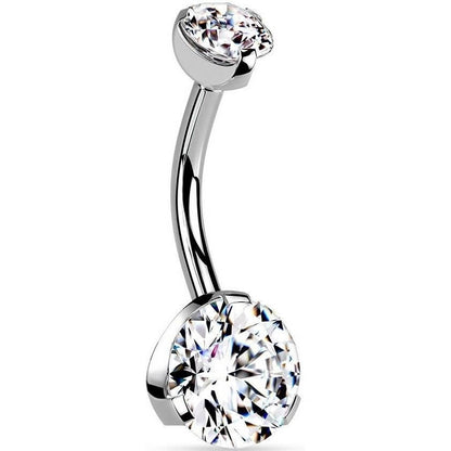 Piercing Nombril Zircone Argent Filetage Interne