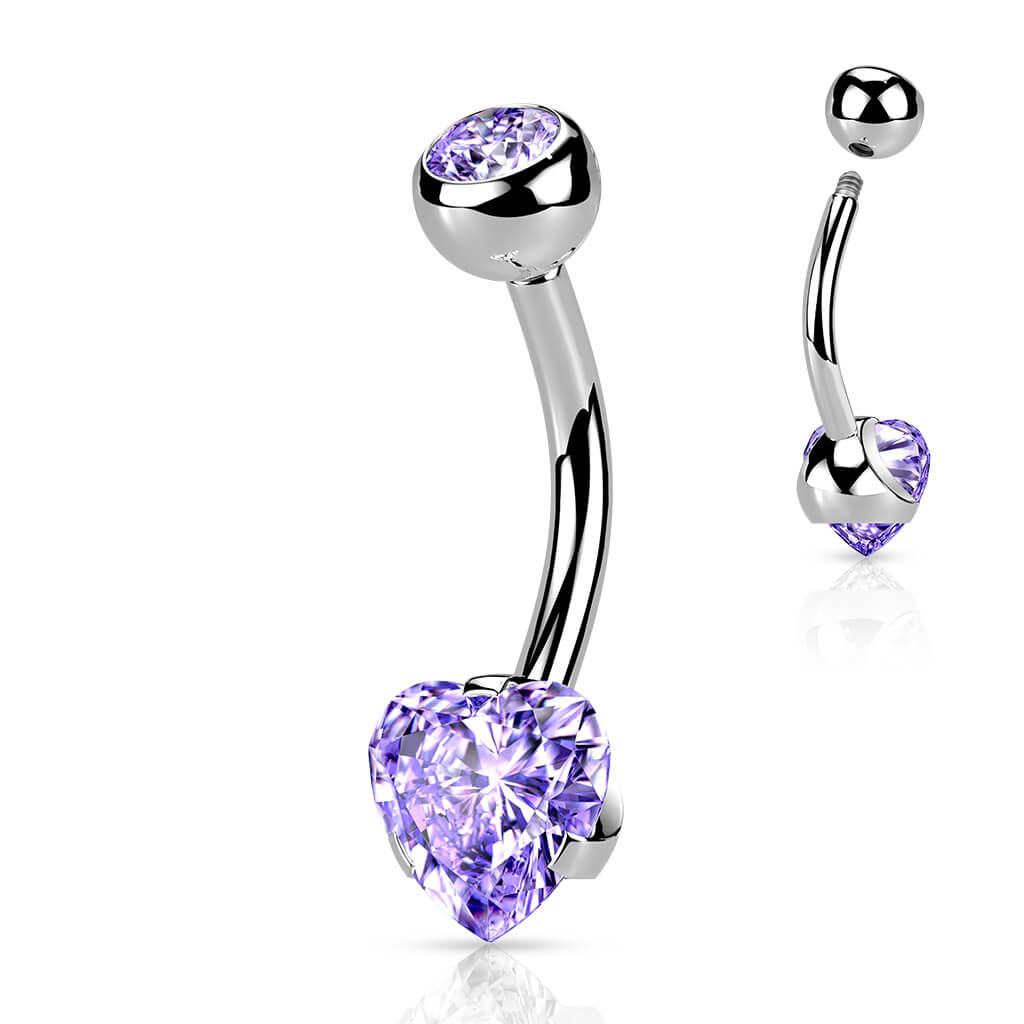 Piercing Ombelico Cuore di Zircone