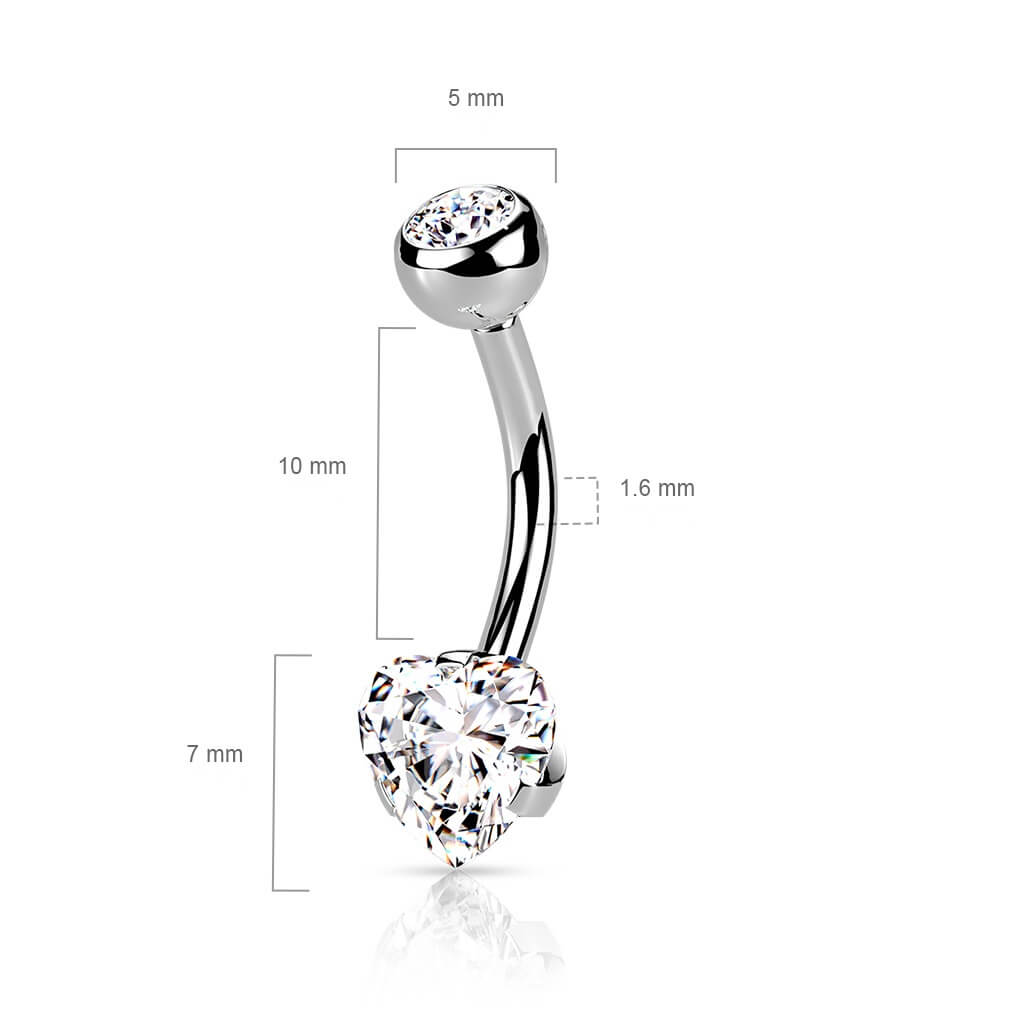 Piercing Ombelico Cuore di Zircone