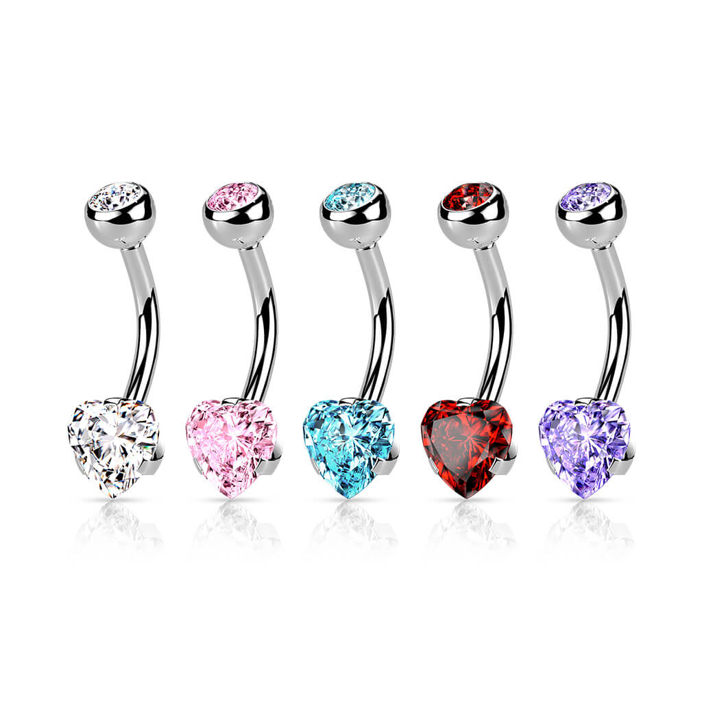 Piercing Ombelico Cuore di Zircone