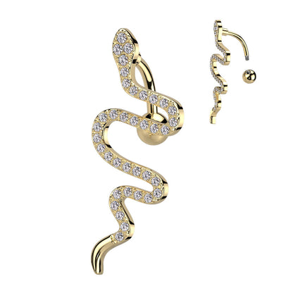 Piercing ombligo Top-Down Serpiente Circonita