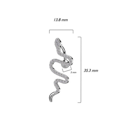 Piercing Ombelico Serpente di zirconi Top Down