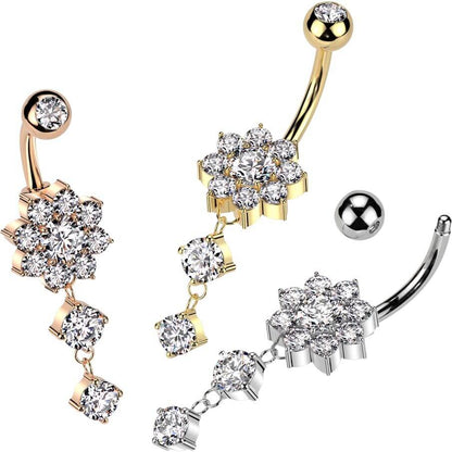 Bauchnabelpiercing Blume Anhänger Zirkonia