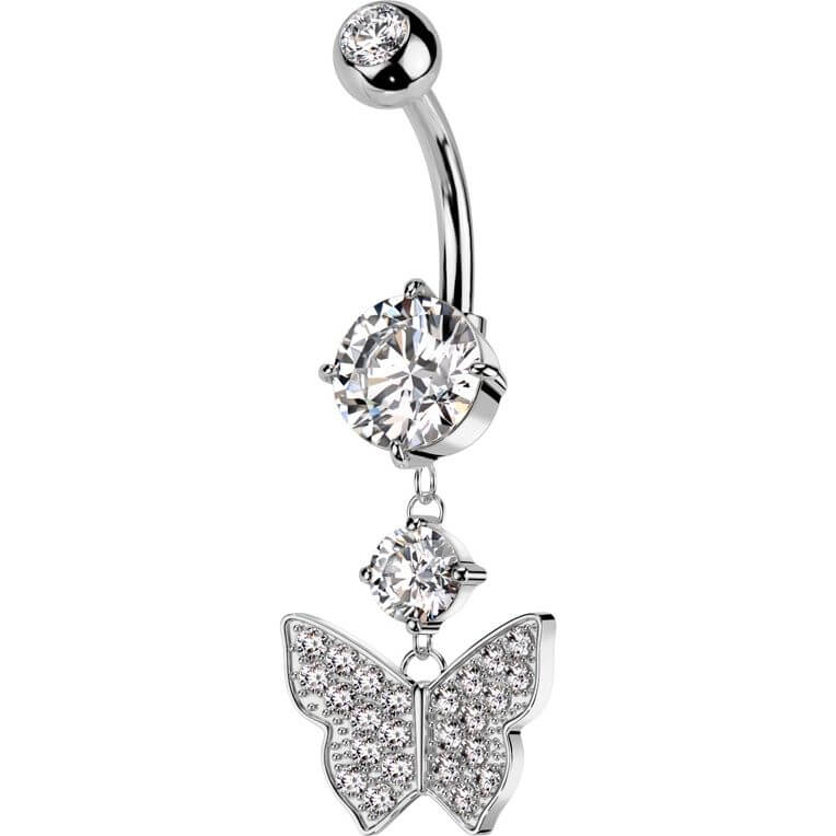 Belly Button Piercing butterfly dangle zirconia