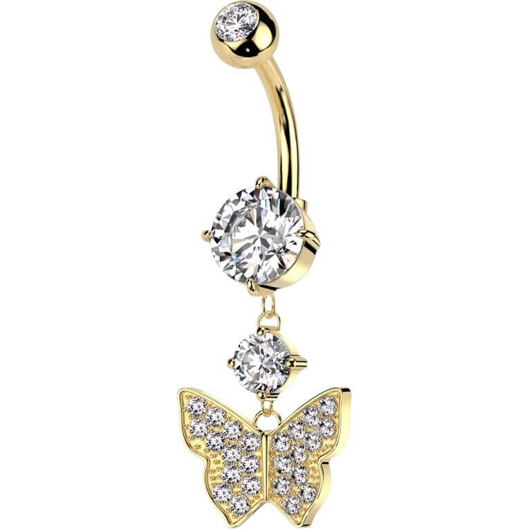 Piercing Nombril Pendentif Papillon Zircone