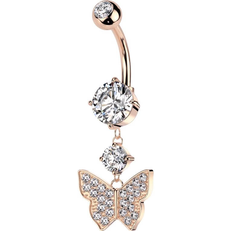 Belly Button Piercing butterfly dangle zirconia