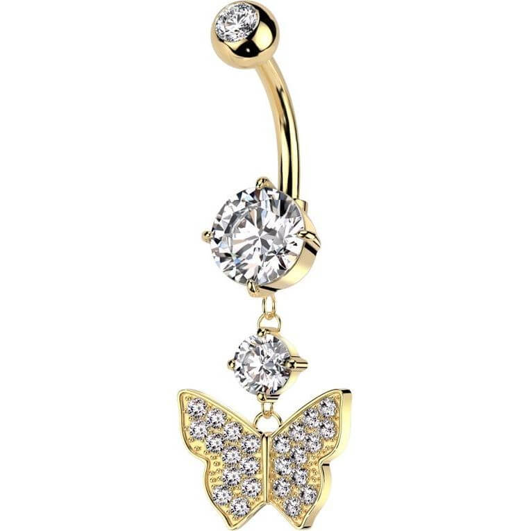 Belly Button Piercing butterfly dangle zirconia