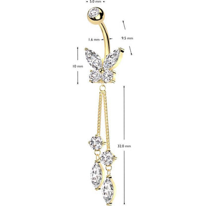 Bauchnabelpiercing Schmetterling Anhänger Zirkonia